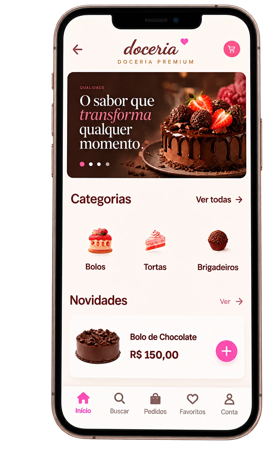 Loja online da doceria aberta no celular